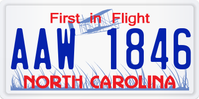 NC license plate AAW1846