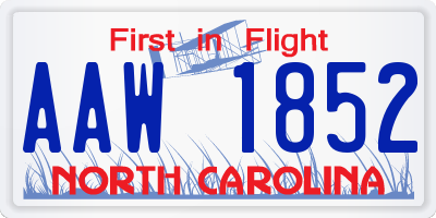 NC license plate AAW1852