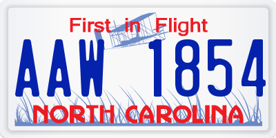 NC license plate AAW1854