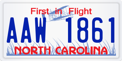 NC license plate AAW1861