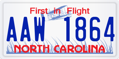 NC license plate AAW1864