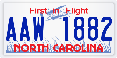 NC license plate AAW1882
