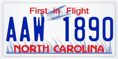 NC license plate AAW1890
