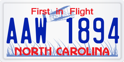 NC license plate AAW1894