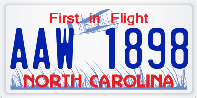 NC license plate AAW1898