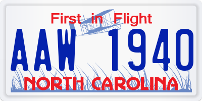 NC license plate AAW1940