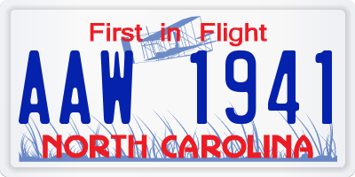 NC license plate AAW1941