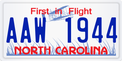 NC license plate AAW1944
