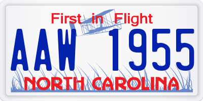 NC license plate AAW1955