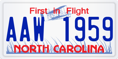 NC license plate AAW1959