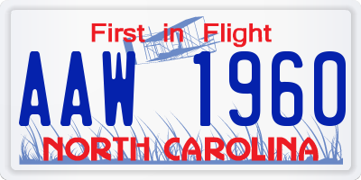 NC license plate AAW1960