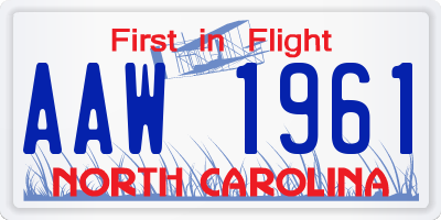 NC license plate AAW1961