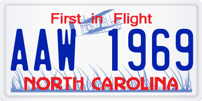 NC license plate AAW1969