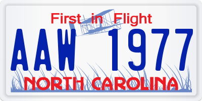 NC license plate AAW1977