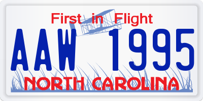 NC license plate AAW1995