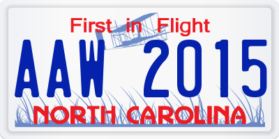 NC license plate AAW2015