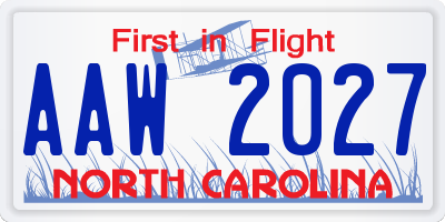 NC license plate AAW2027