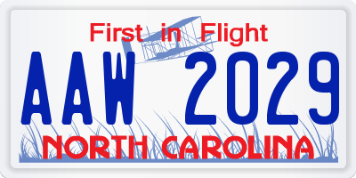 NC license plate AAW2029
