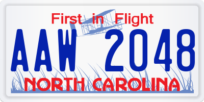 NC license plate AAW2048
