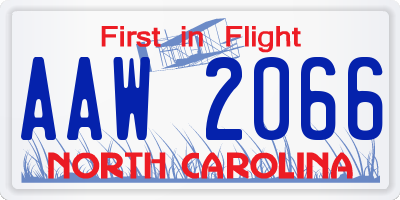 NC license plate AAW2066