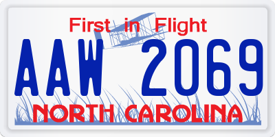 NC license plate AAW2069