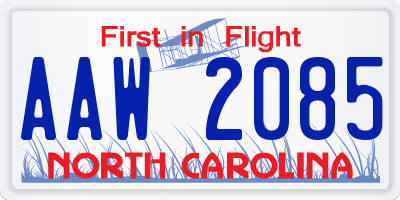 NC license plate AAW2085