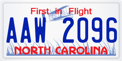 NC license plate AAW2096