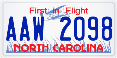 NC license plate AAW2098