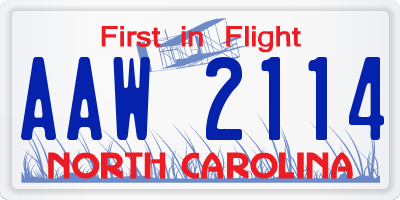 NC license plate AAW2114