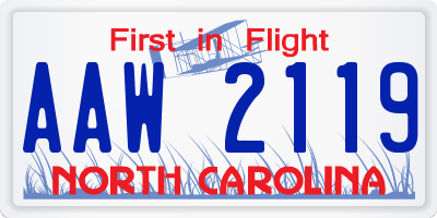 NC license plate AAW2119