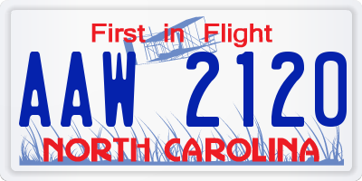 NC license plate AAW2120