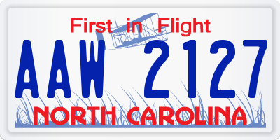 NC license plate AAW2127
