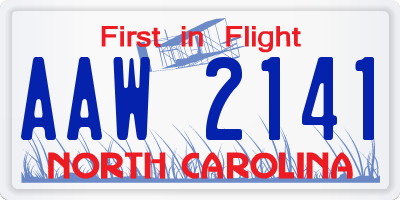NC license plate AAW2141