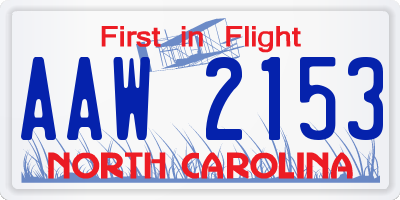 NC license plate AAW2153