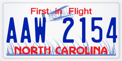 NC license plate AAW2154