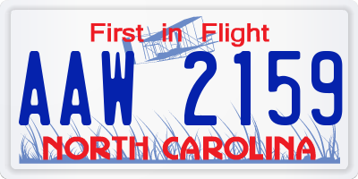 NC license plate AAW2159