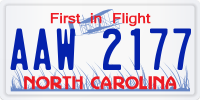 NC license plate AAW2177