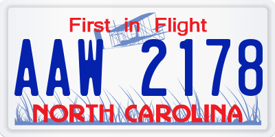 NC license plate AAW2178