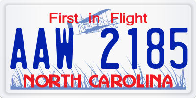 NC license plate AAW2185
