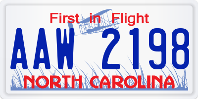 NC license plate AAW2198