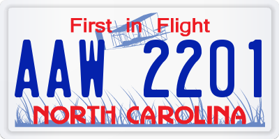 NC license plate AAW2201