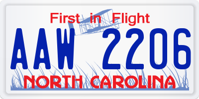 NC license plate AAW2206