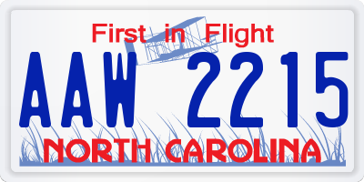 NC license plate AAW2215