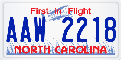 NC license plate AAW2218