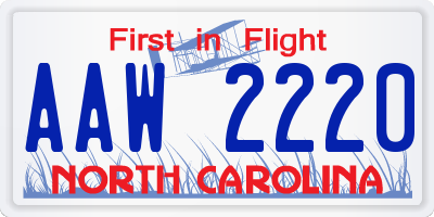 NC license plate AAW2220