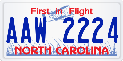 NC license plate AAW2224