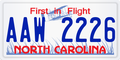 NC license plate AAW2226