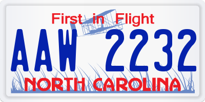 NC license plate AAW2232