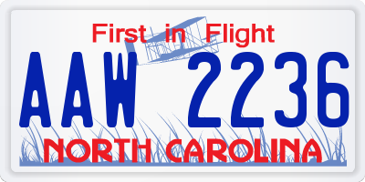 NC license plate AAW2236