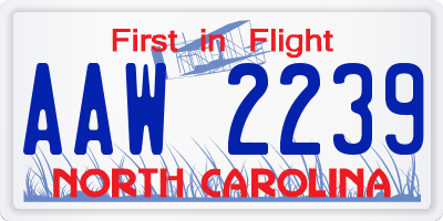 NC license plate AAW2239